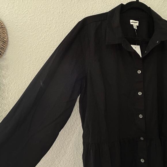 NEW J. Crew Long-sleeve Poplin Shirt-dress Black Sz 12 Large Minimalist Capsule - Picture 7 of 12